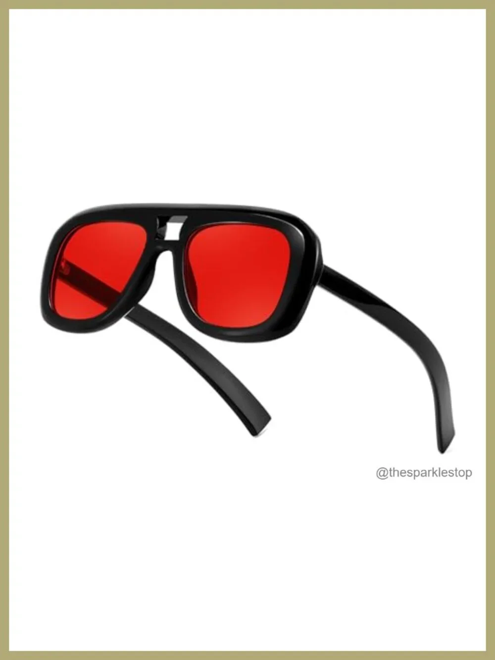 Oversized Square Aviator Sunglasses Retro Thick Frame UV400 Protection